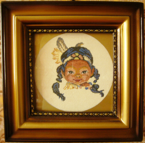 Little Indian Girl 20x20 cm. 19 colours (large stitch, background embroidered)